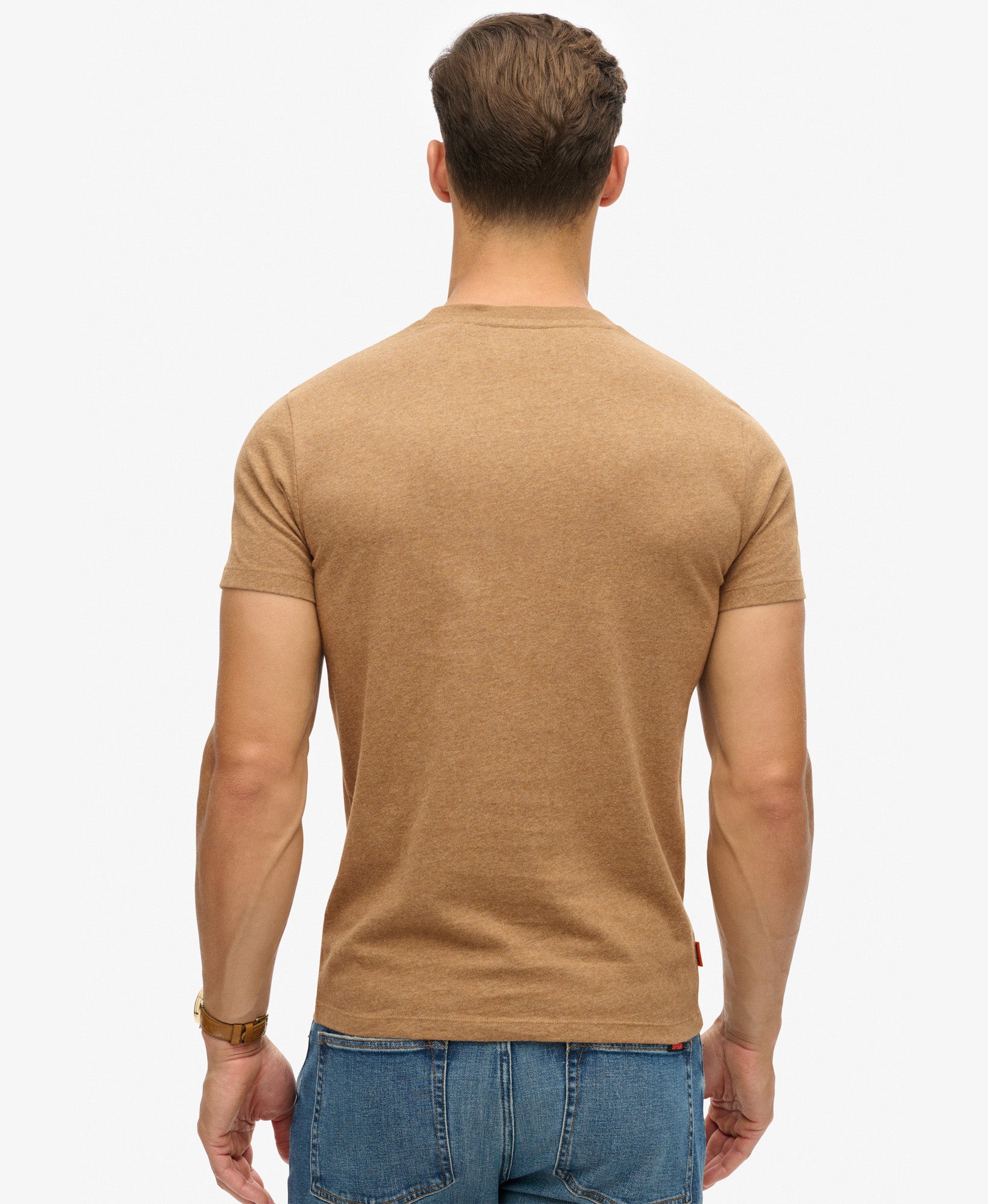 Essential Logo Embriodered Tee | Buck Tan Brown Marle