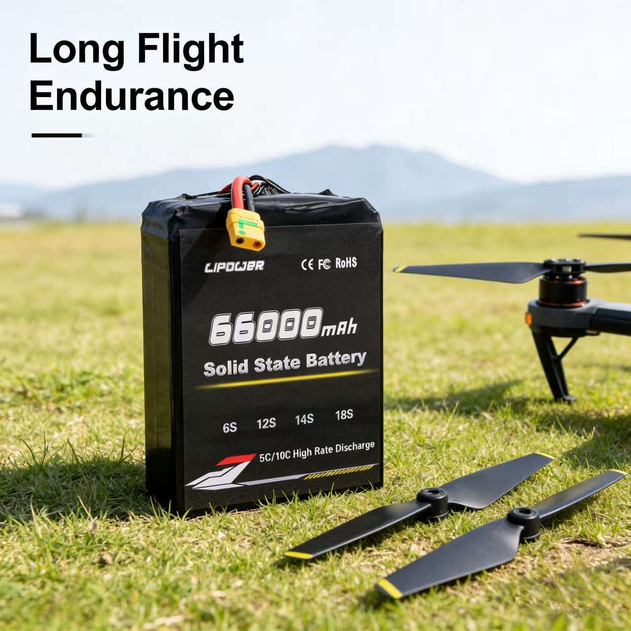High discharge  22.2V-51.8V 6S-14S 66000mAh 5C semi-solid drone battery - lipowbattery