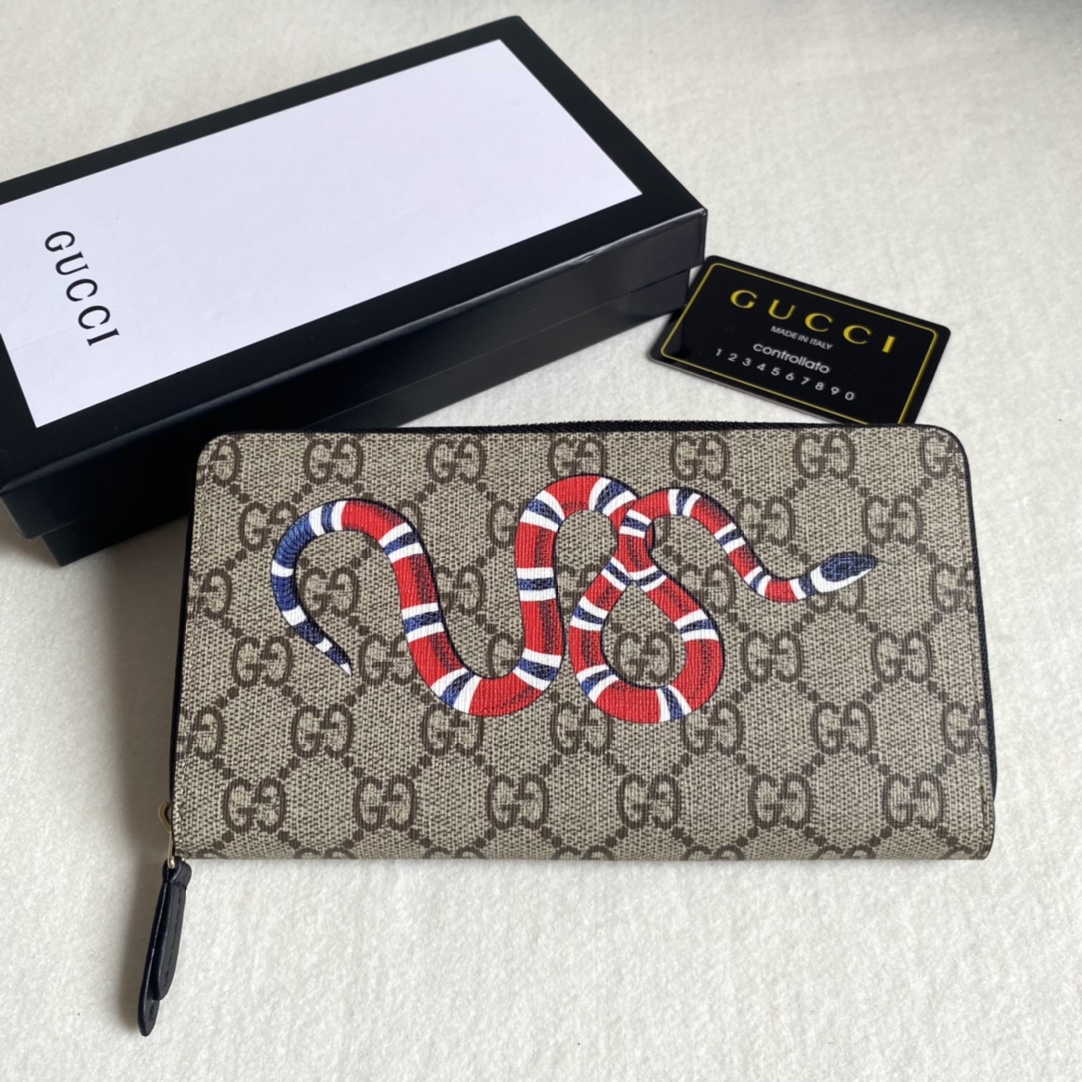 Gucci Unisex GG Supreme Printed Long Zipper Wallet（Replica）