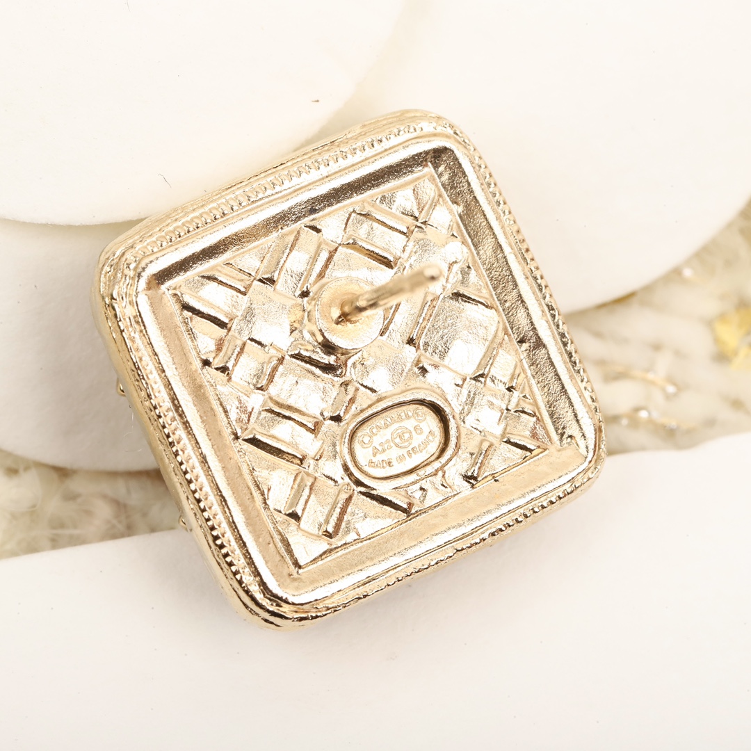 TOP CHANEL Block Resin CC Earrings