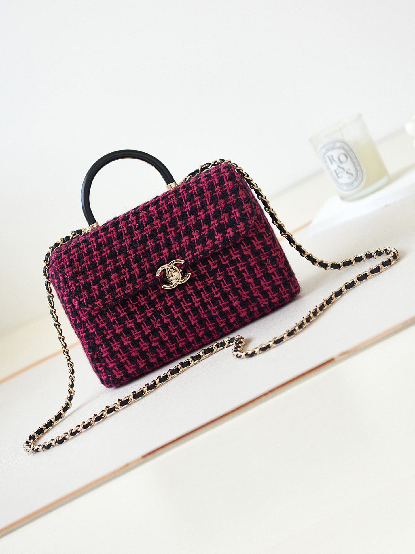 TOP CHANEL 23K Handle Box Bag 13.5×19×8cm - GHW