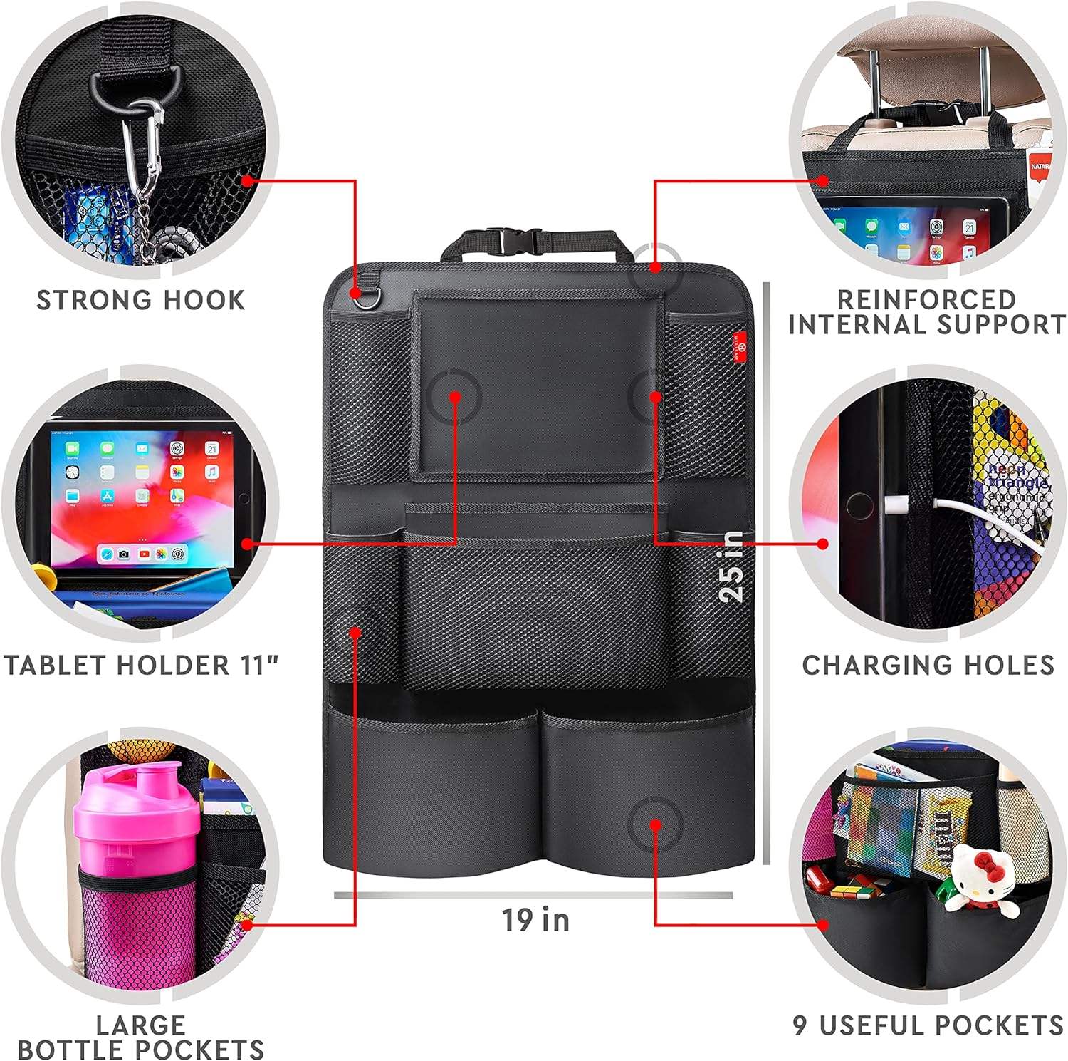 Back Seat Organizer with Kick Mats