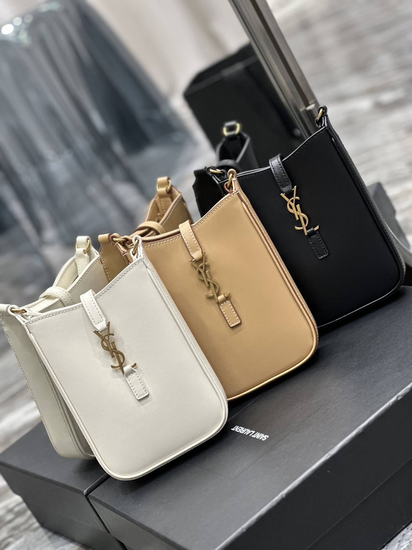 TOP Yves Saint Laurent YSL Cowhide Material Mini Le 5A7 Bag 18×13.5×3.5cm - 3 Colors&GHW