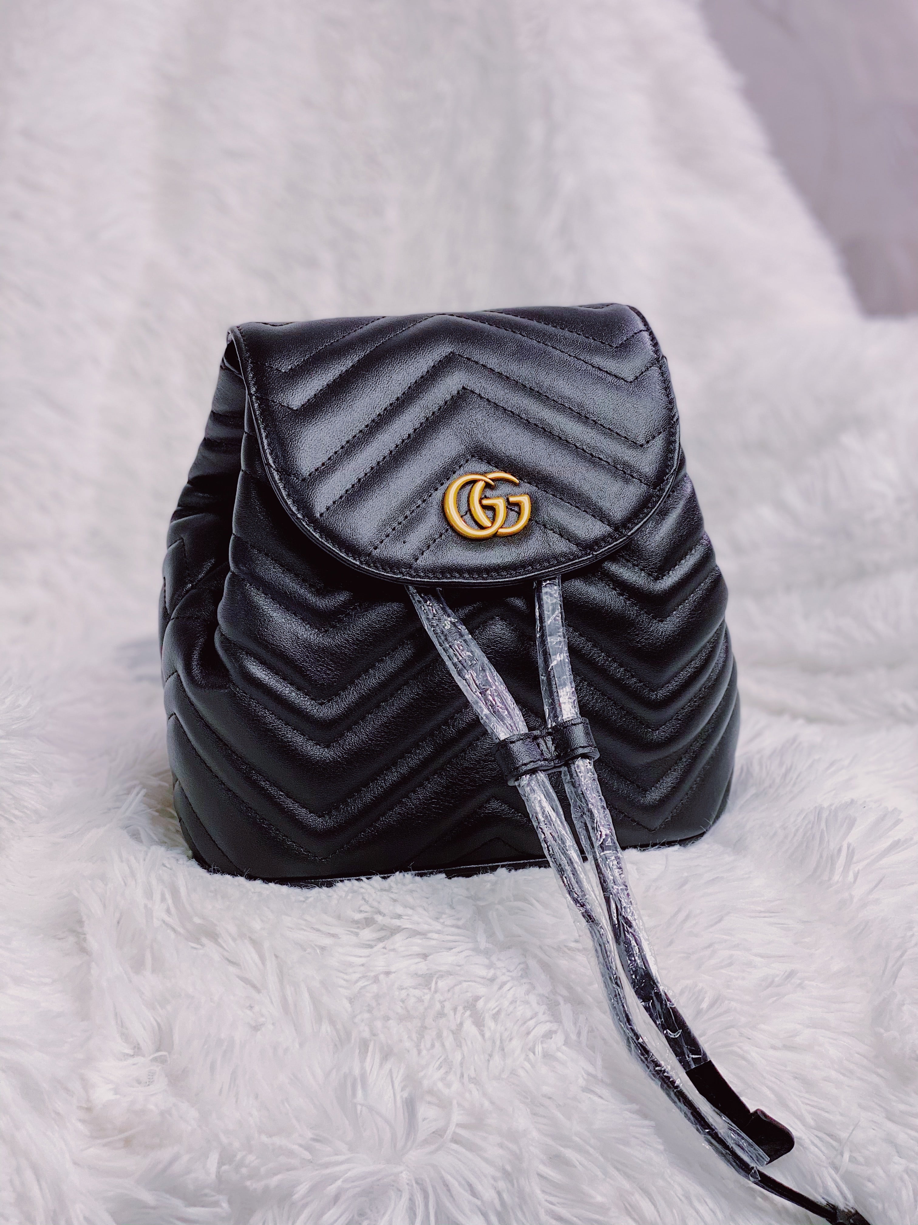 TOP GUCCI GG Marmont Backpack with Tags Matelassé - BLACK