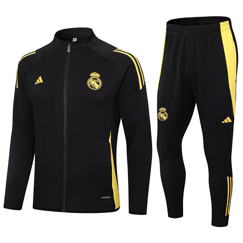 2024-25 Real Madrid Black Football Half Pull Training Suit