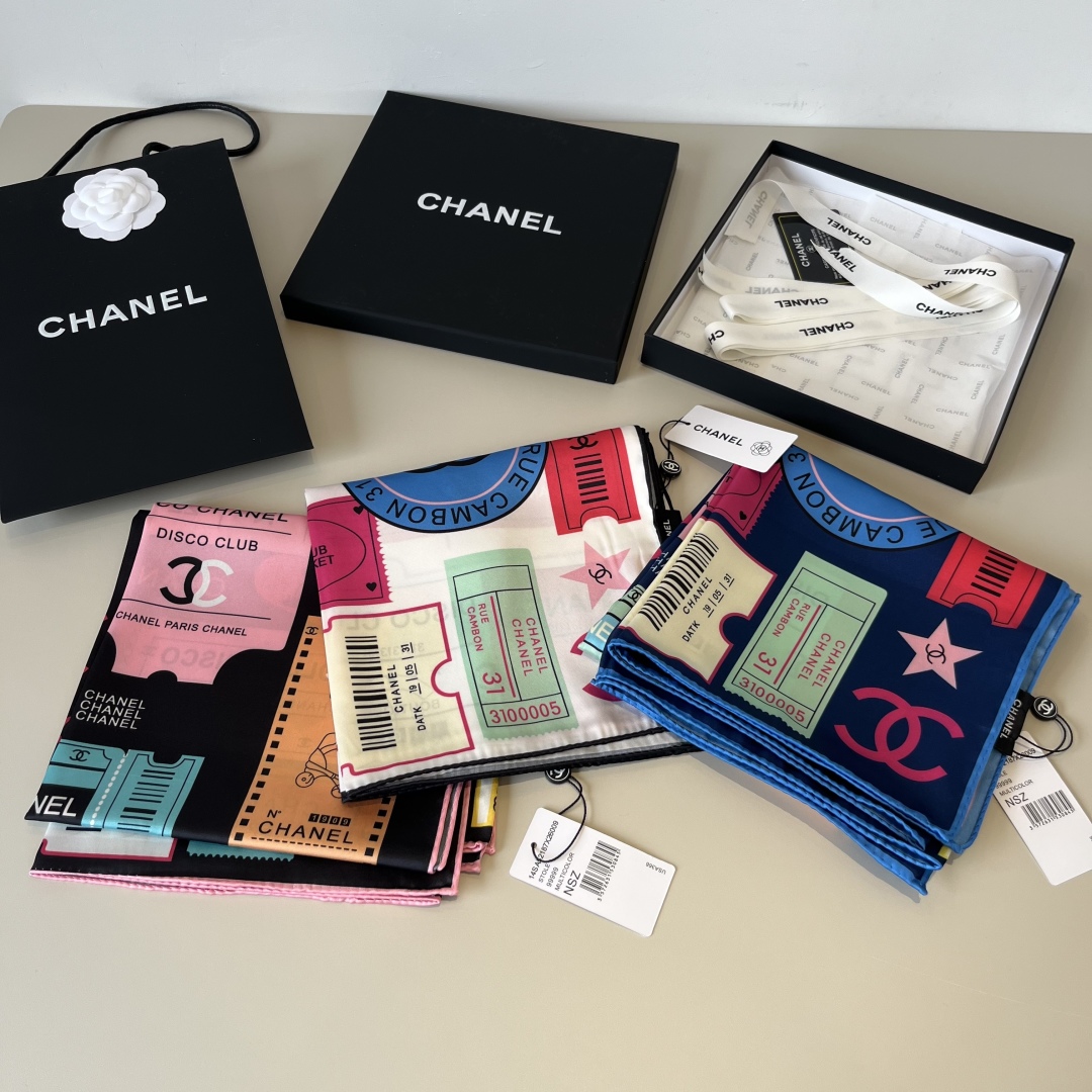 TOP Chanel Silk Scarf 90x90cm - 3 Colors