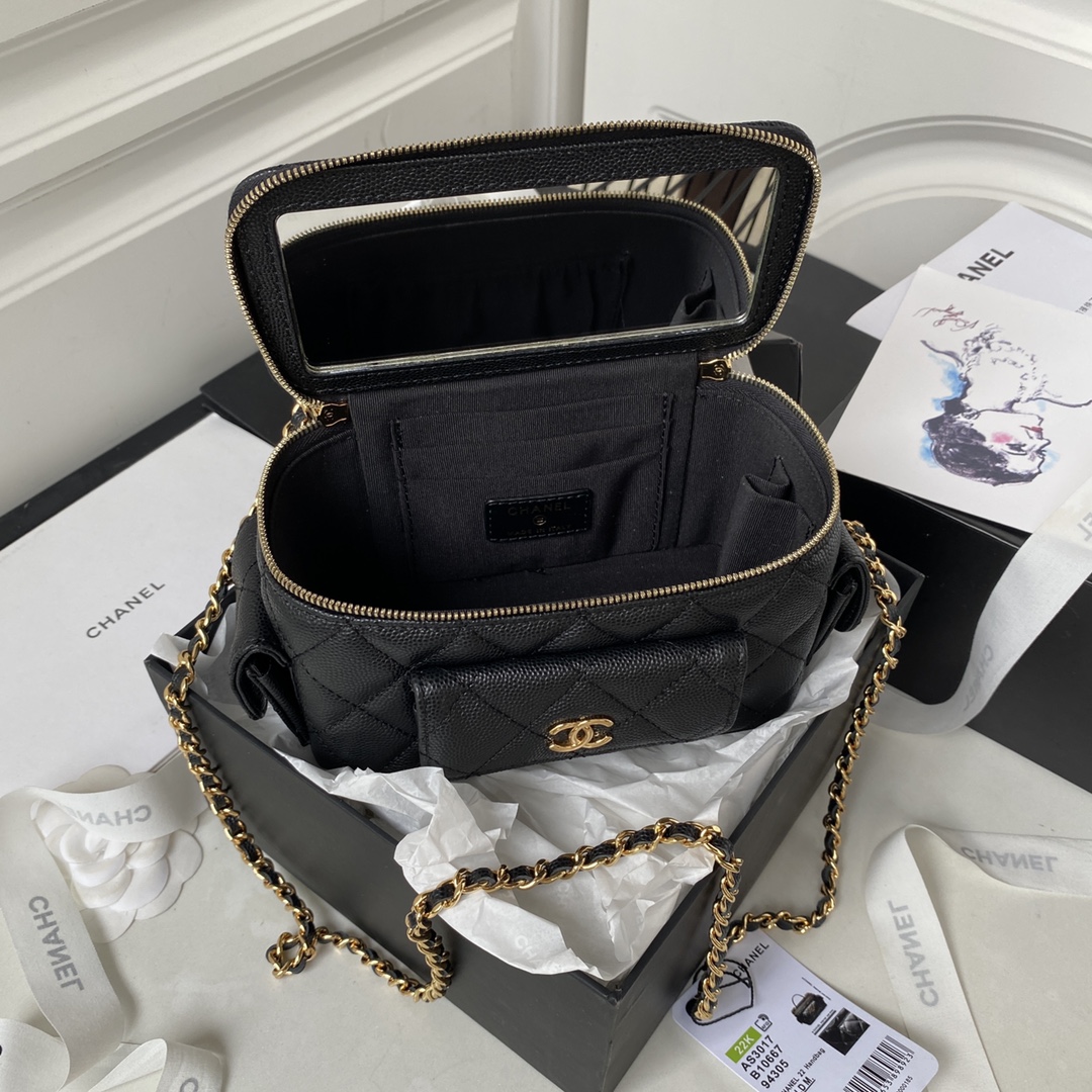 TOP CHANEL Vanity Case 23b Grain Calfskin Bag 17*9.5*8cm -GHW- 4 colours