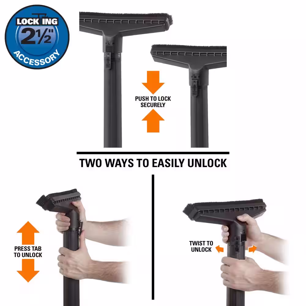 2-1/2 in. Locking Floor Brush Accessory Shop Vac Attachment for RIDGID Wet Dry Vacuums