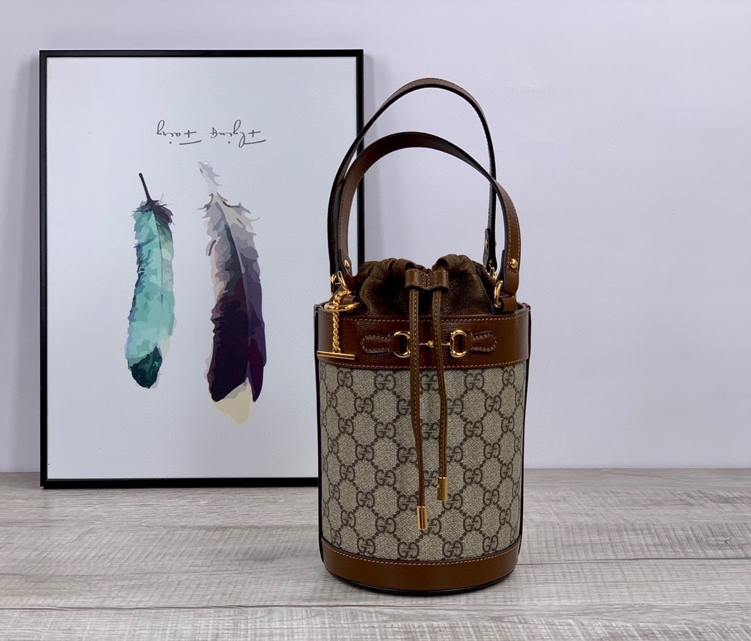 TOP GUCCI 1955 Series Bucket Bag 14x19x14CM - GHW