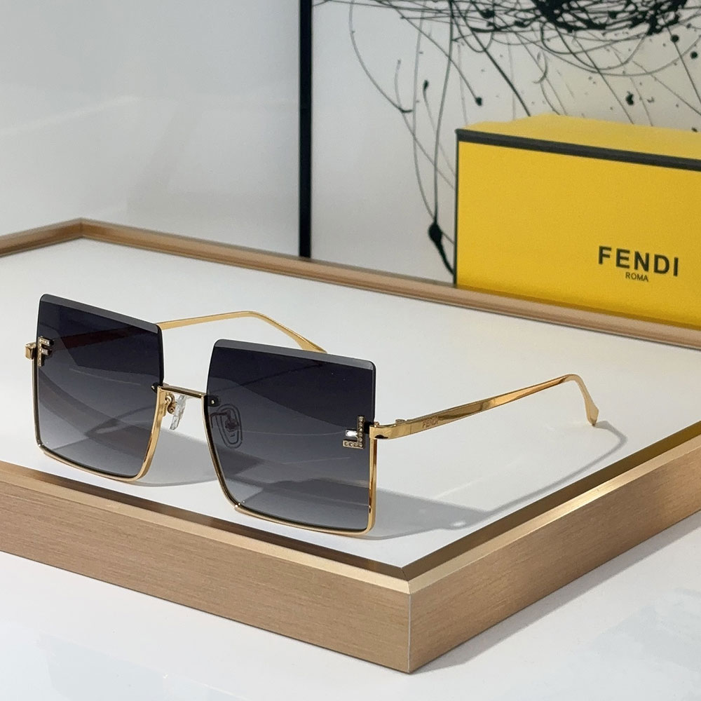 Fendi  Half Frame Thin Metal Frame Sunglasses Top quality （Replica）