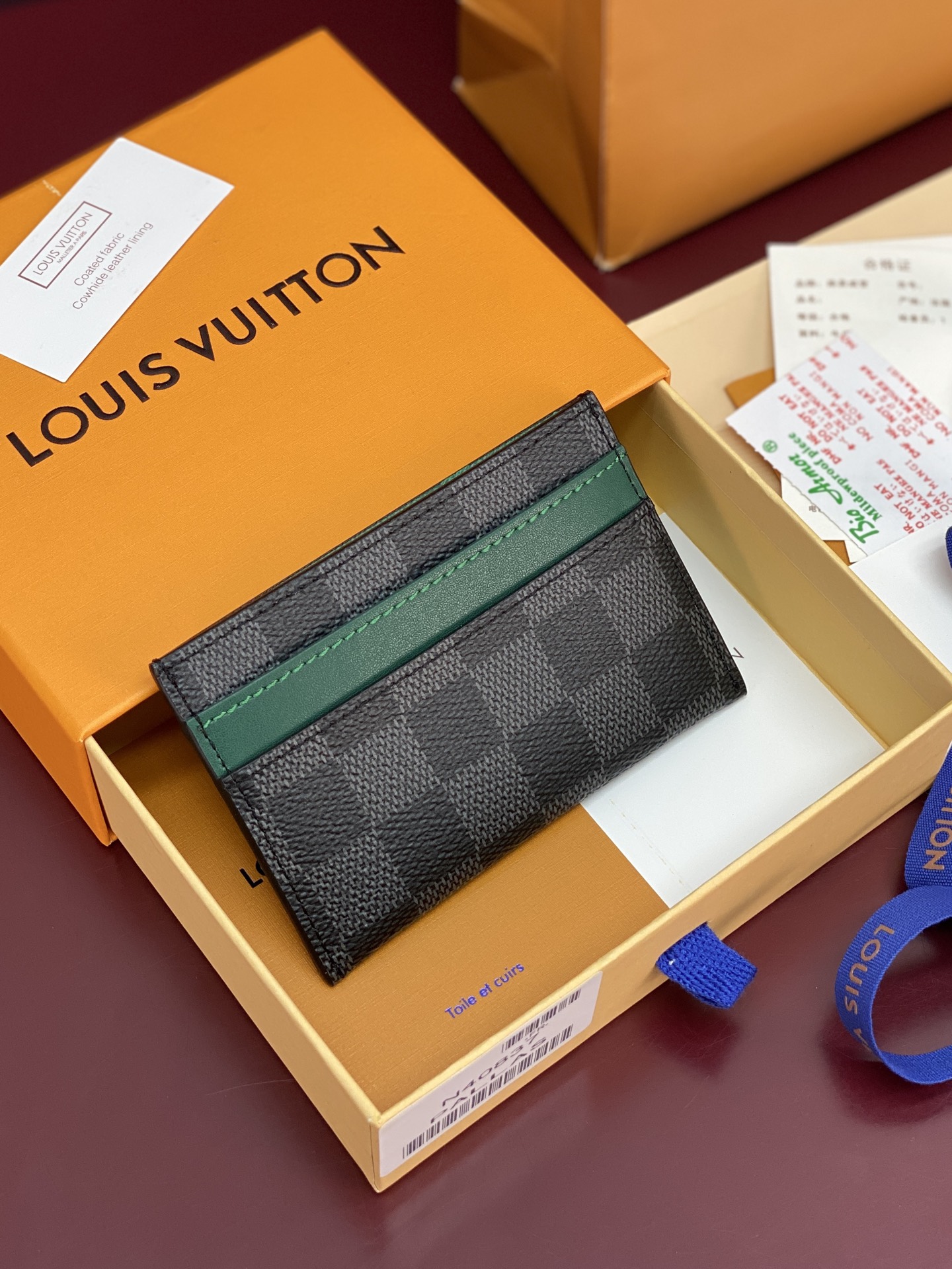 TOP Louis Vuitton LV Neo Card Holder Monogram Macassar Canvas 11x7x0.6cm - Black