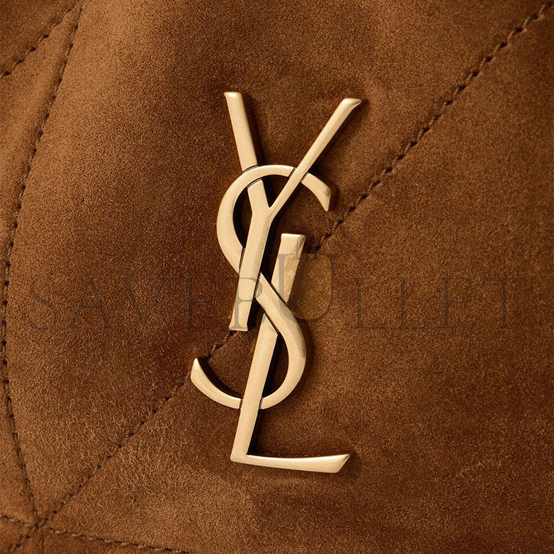 YSL JAMIE LEATHER-TRIMMED QUILTED SUEDE SHOULDER BAG (31*24*11cm)