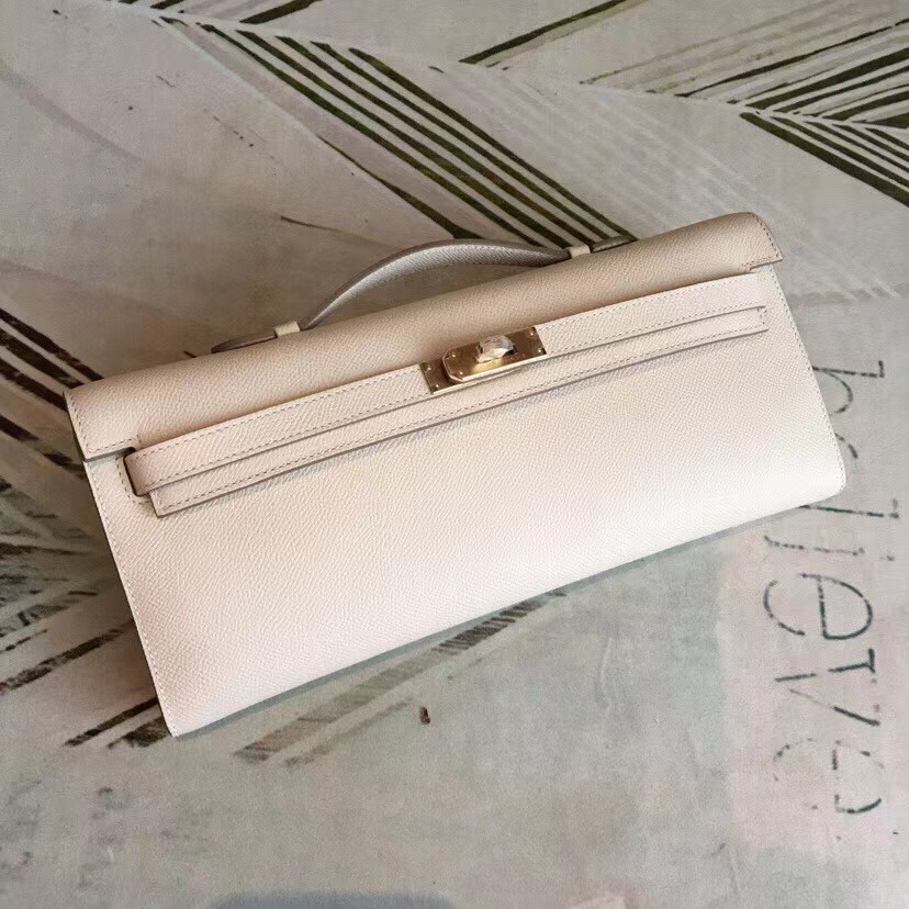 TOP HERMES Kelly Cut Elan 31 Clutch - White & SHW