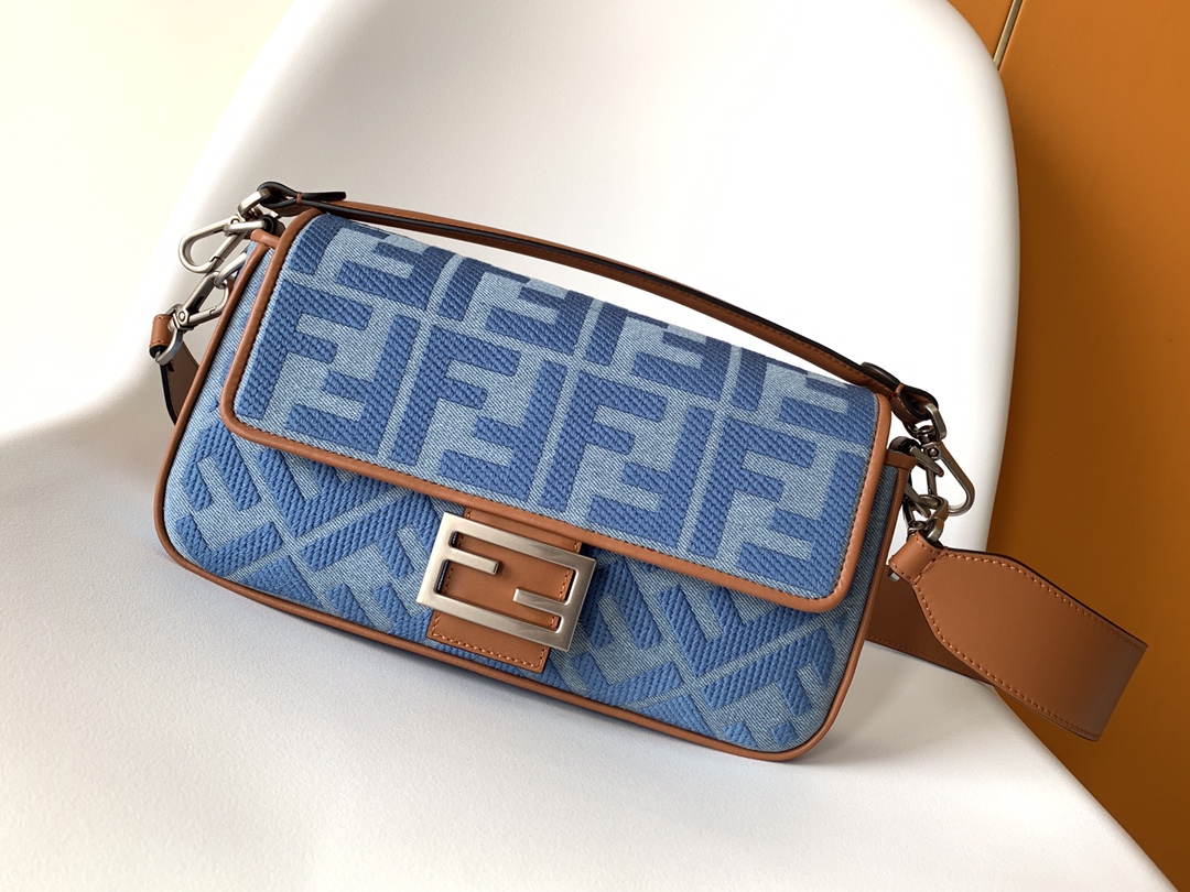 TOP FENDI Baguette Bag 27×6×15 CM-Blue