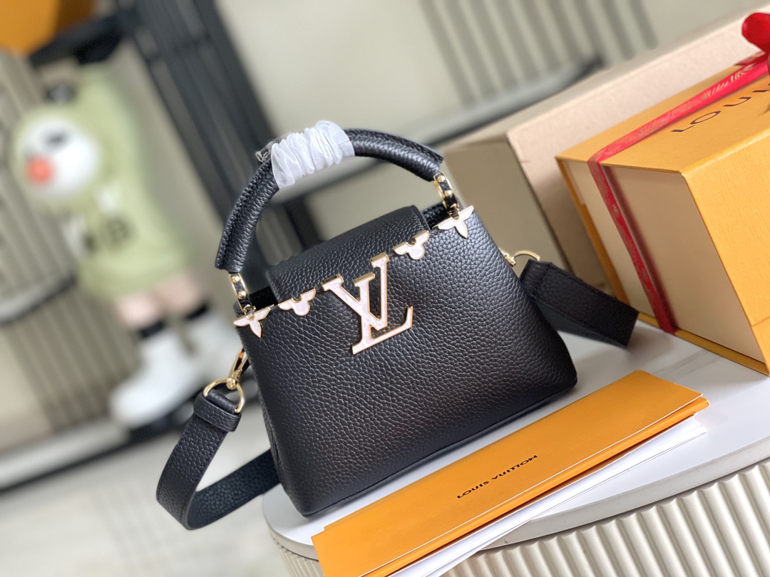 TOP Louis Vuitton LV Capucine Bag Mini 21x8x14 cm- Black