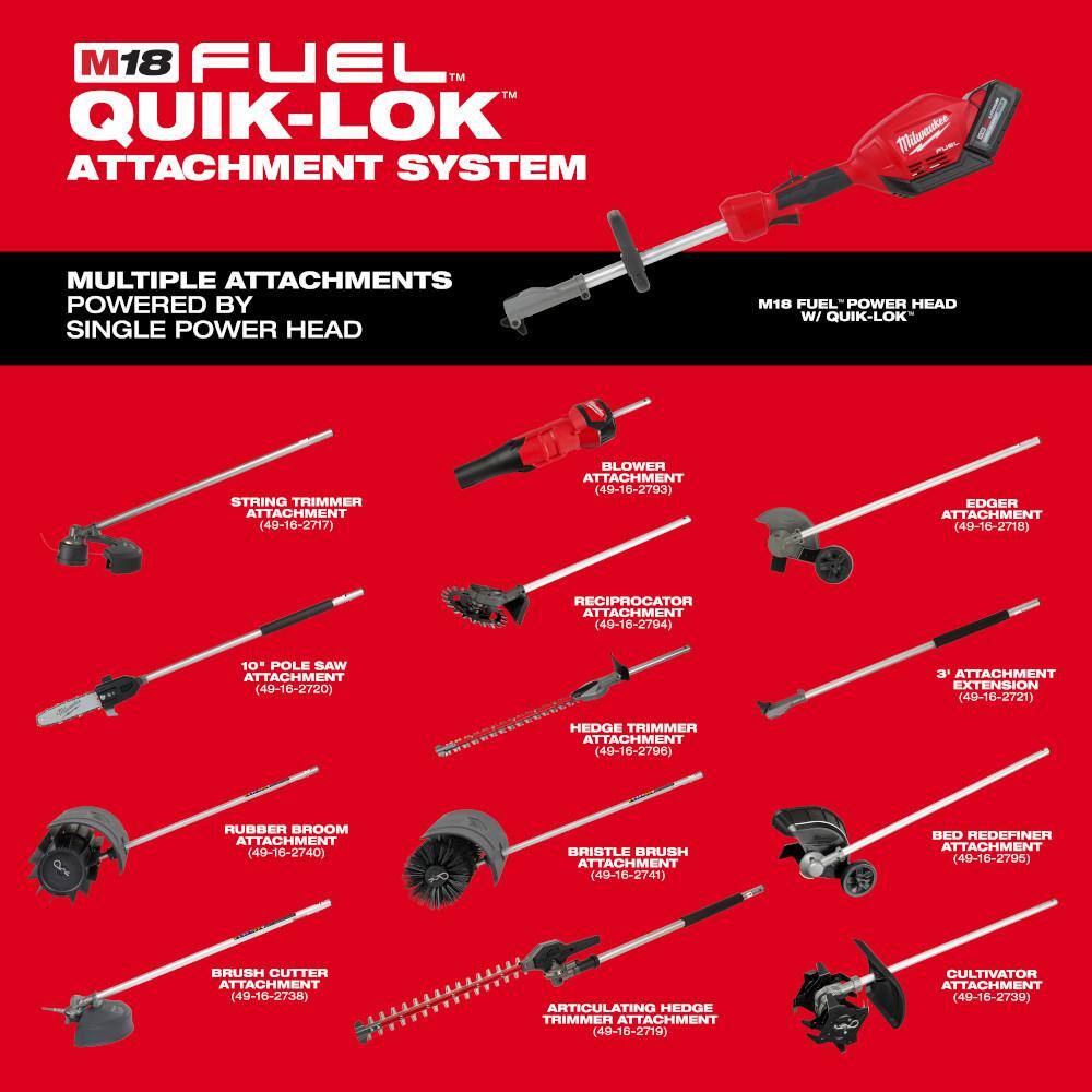 M18 FUEL QUIK-LOK Rubber Broom Attachment and M18 FUEL QUIK-LOK Bristle Brush Attachment (2-Tool)
