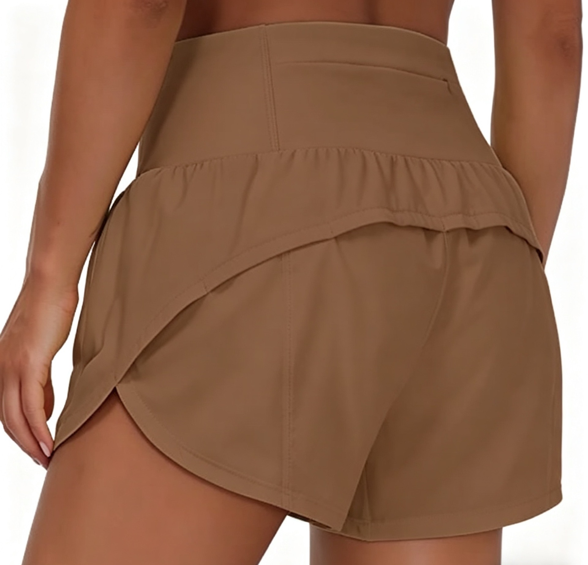 Best-selling women's sports running shorts, high-waisted, faux two-piece with zipper pockets, yoga pants levelkeen