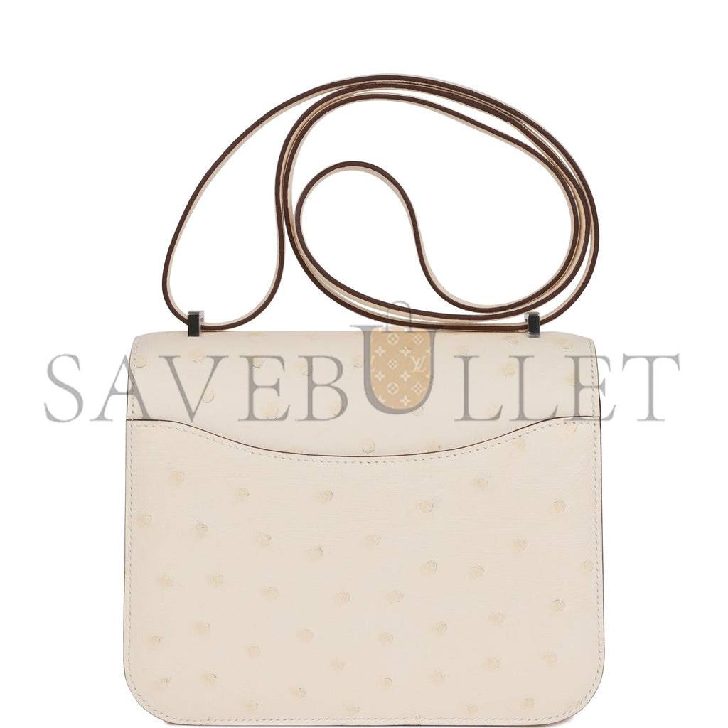 HERMES CONSTANCE 18 OSTRICH PALLADIUM HARDWARE (18*15*4cm)