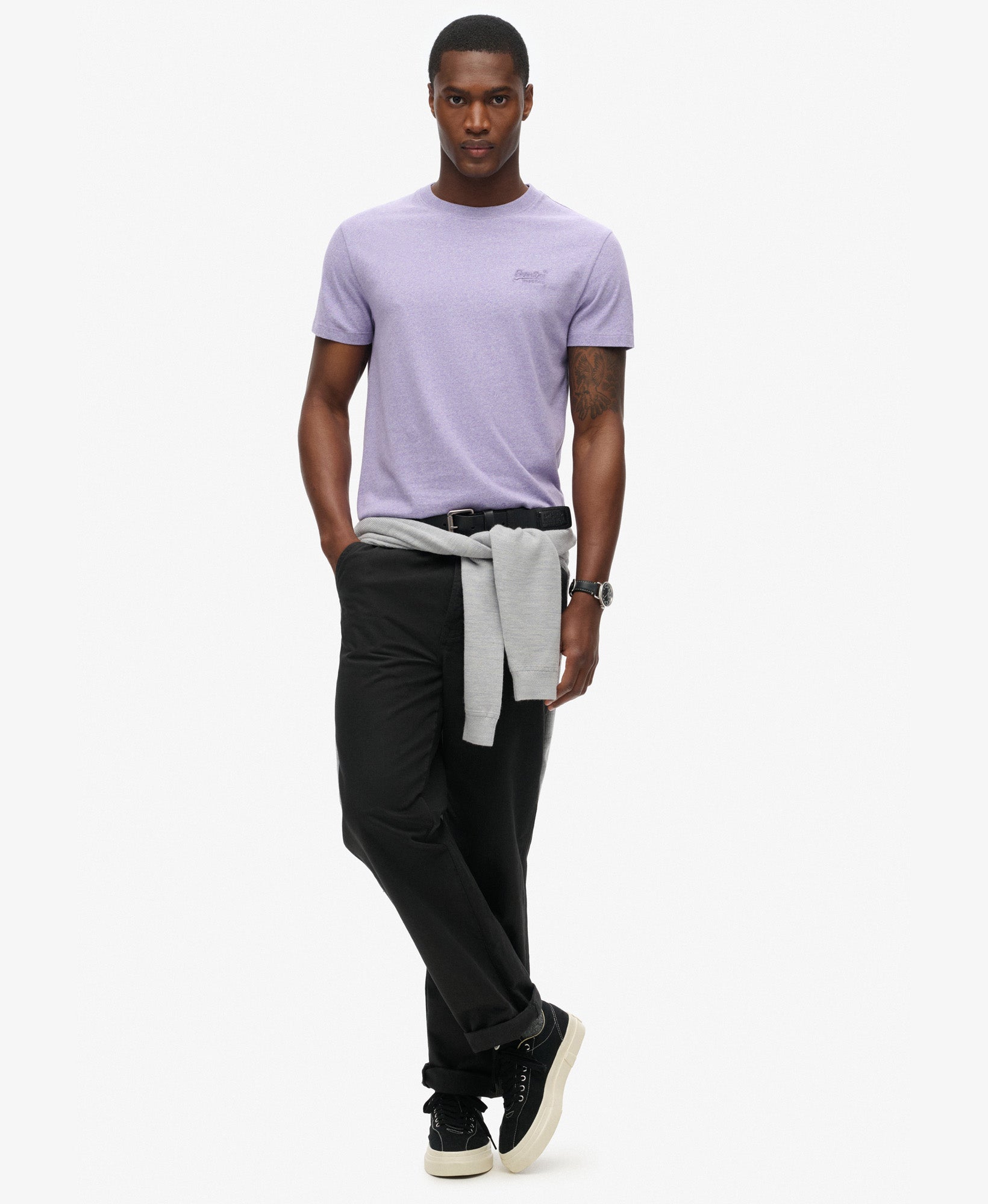 Essential Logo Embroidered Tee | Iris Purple Marle