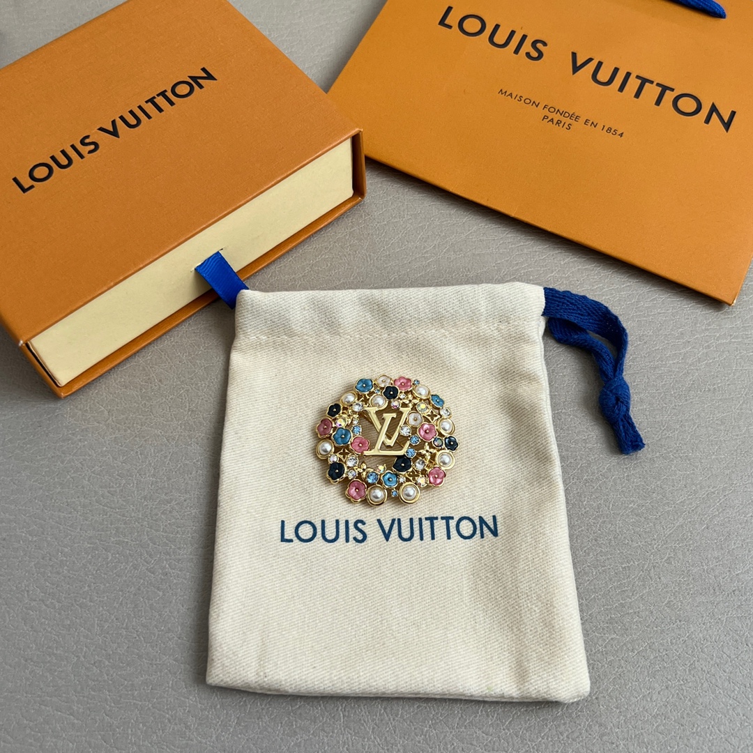 TOP Louis Vuitton LV Brooch - Gold