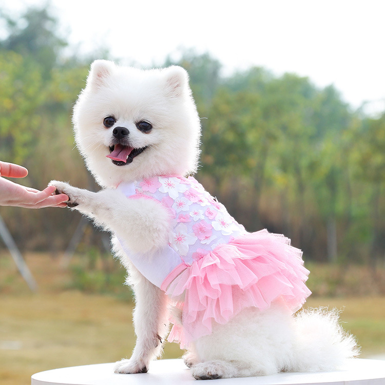 Pet Dog Cat Peach Blossom Dress Clothes Teddy Bichon Pet Supplies Dog Apparel Wholesale Pet Clothes - PawPro UK