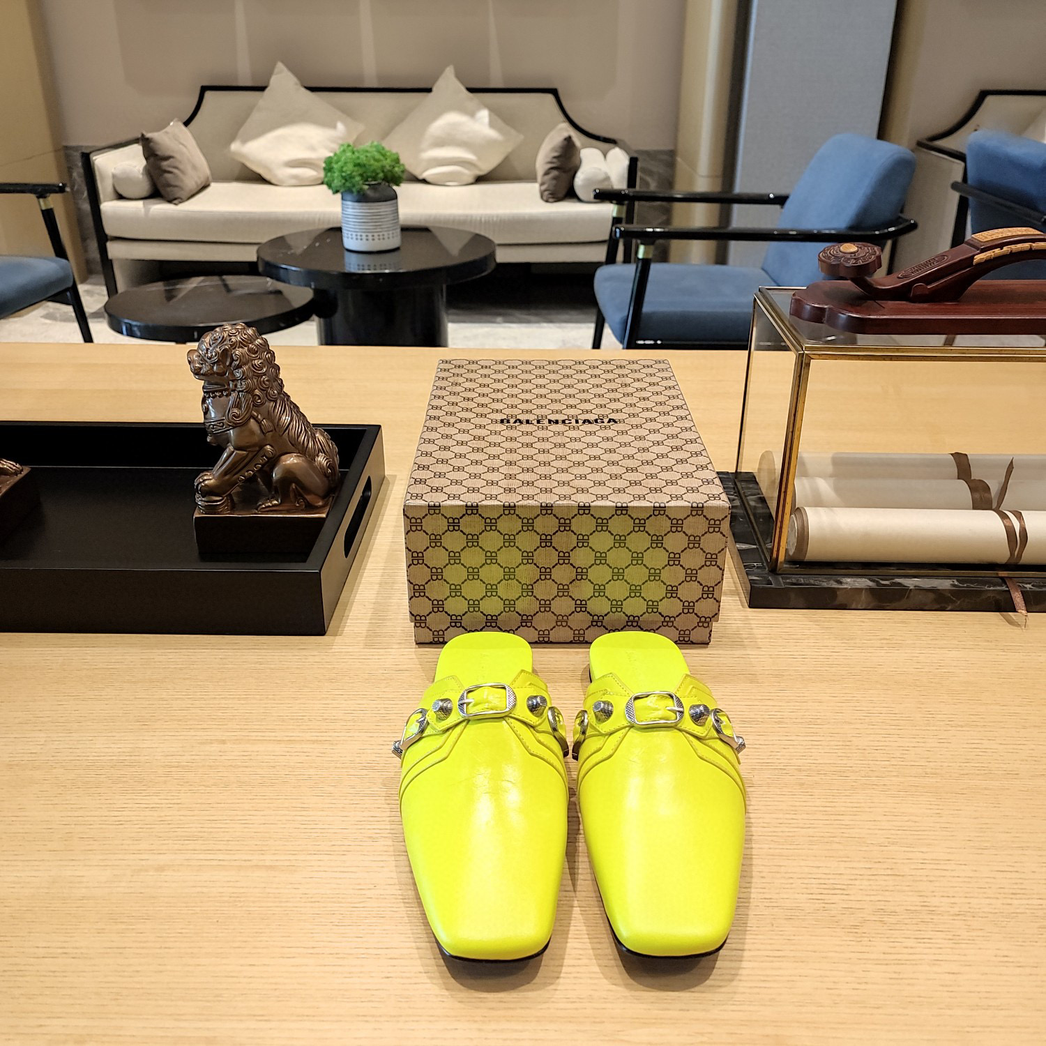 Balenciaga  Cagole  Leather Sandals Slide Sandal(Replica)