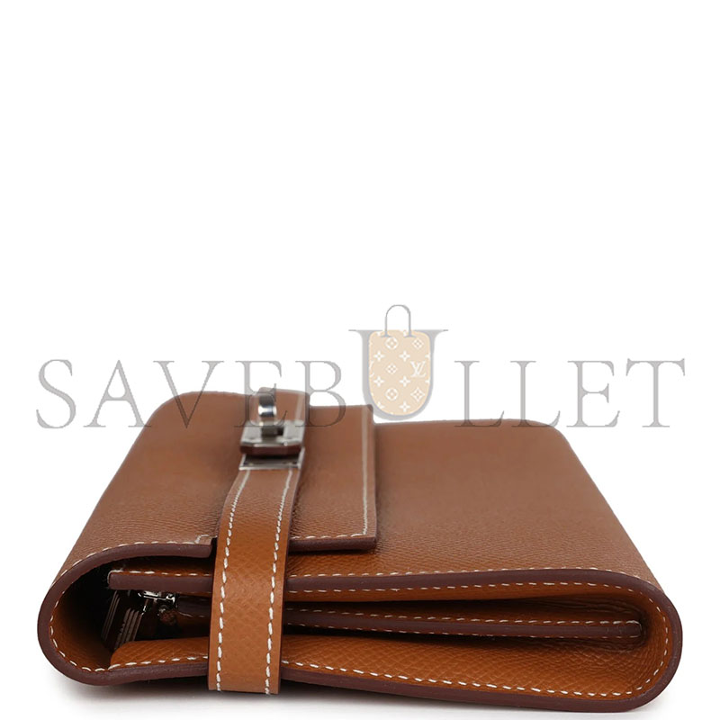 HERMES KELLY LONG WALLET GOLD EPSOM PALLADIUM HARDWARE (20*11*2cm)