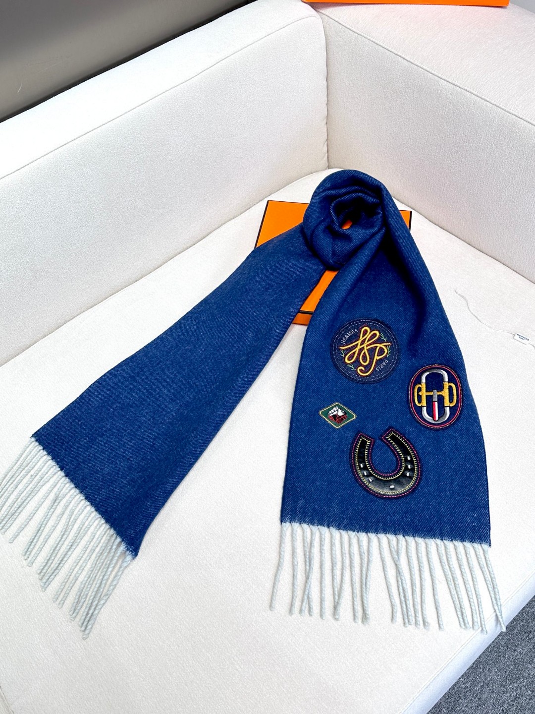 TOP HERMES Tannin  Scarf 25*180cm - Blue