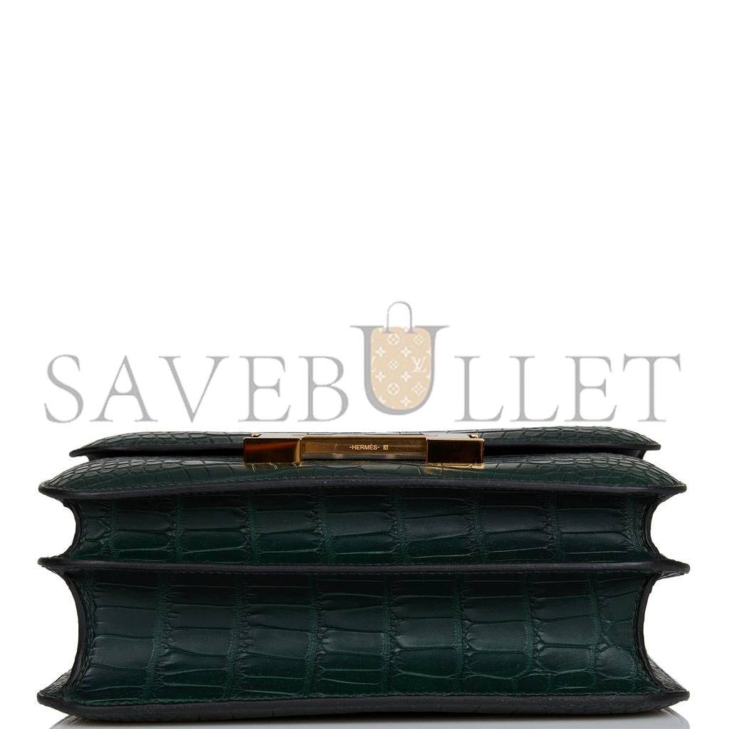 HERMES MASTER CONSTANCE 24 VERT FONCE MATTE ALLIGATOR GOLD HARDWARE (24cm)