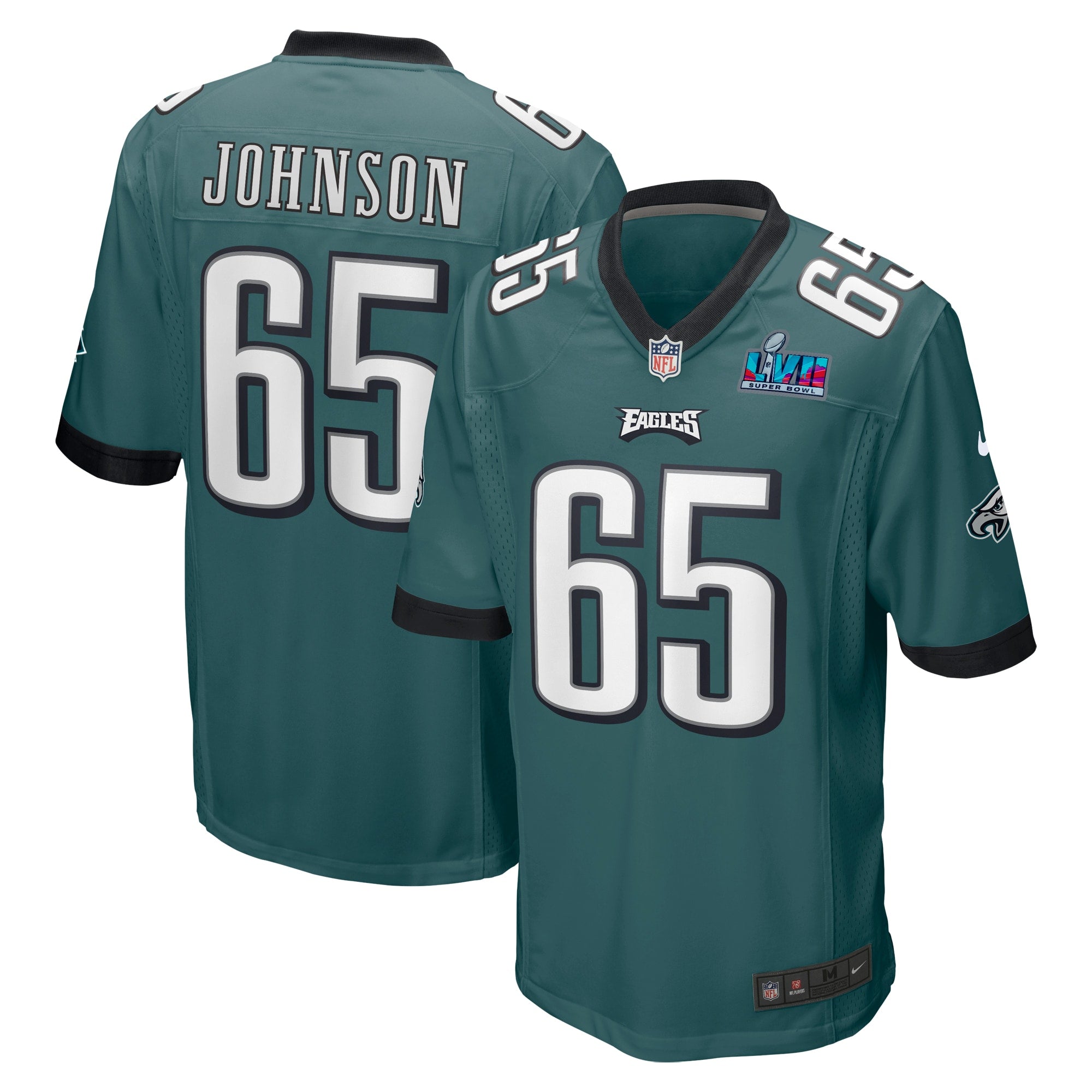 Lane Johnson Philadelphia Eagles  Super Bowl LVII Patch Game Jersey - Midnight Green