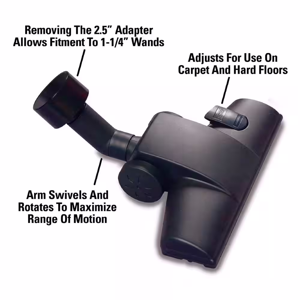 1-1/4 in. and 2-1/2 in. Carpet and Hard Floor Nozzle Accessory Shop Vac Attachment for RIDGID Wet Dry Vacuums