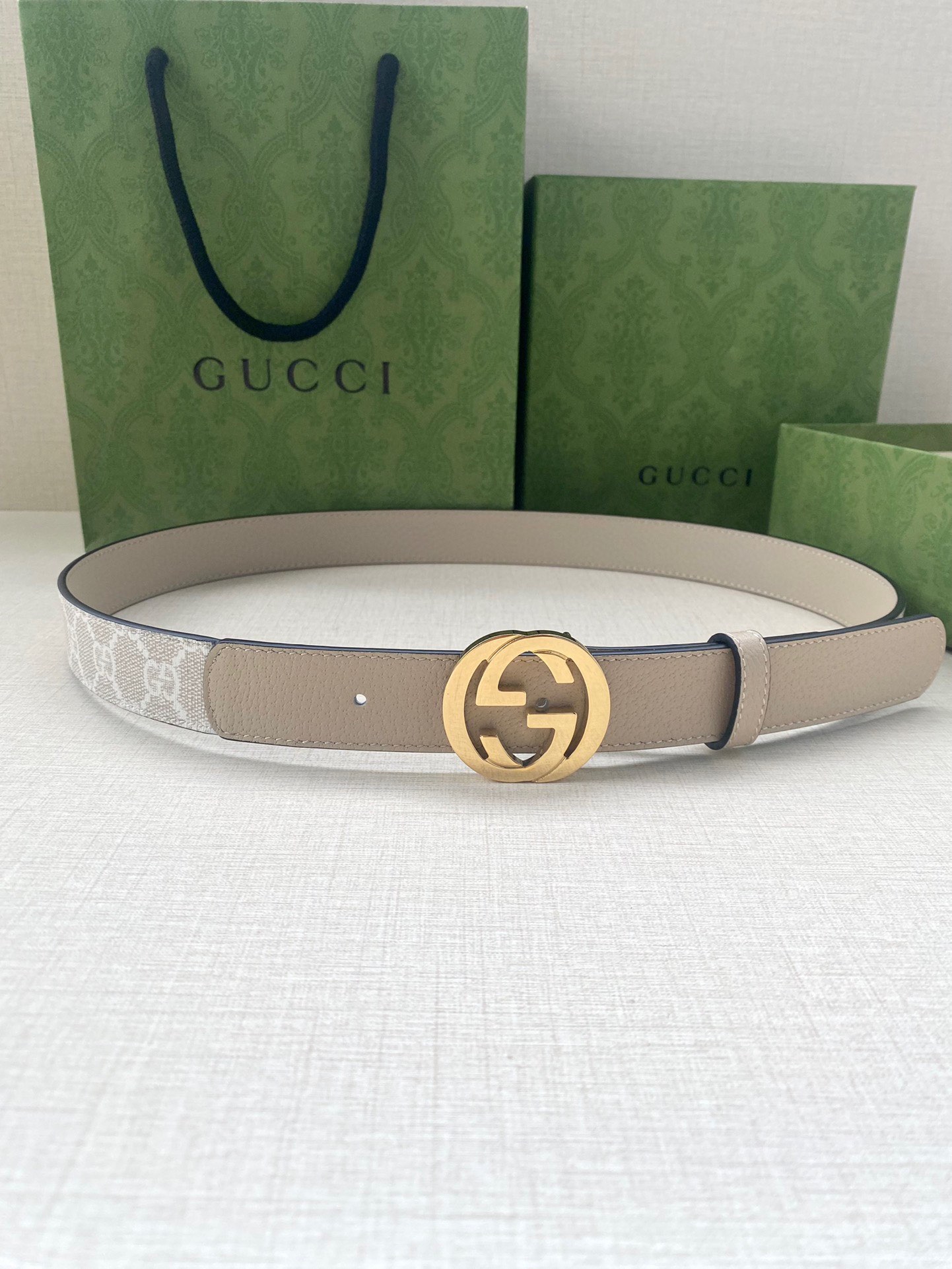 TOP GUCCI GG Supreme Canvas Belt Calfskin - 3.0cm