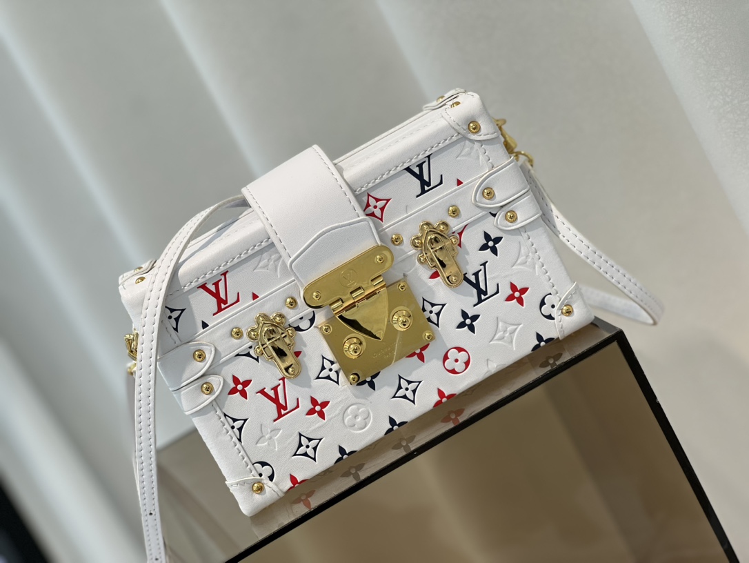 TOP Louis Vuitton LV  Monogram PETITE MALLE Boxes Handbag 20 x 12.5 x 6 cm  - White