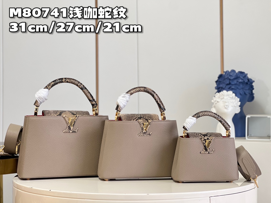 TOP Louis Vuitton LV Monogram Flower Capucines Bag 3 Sizes- Snake Pattern