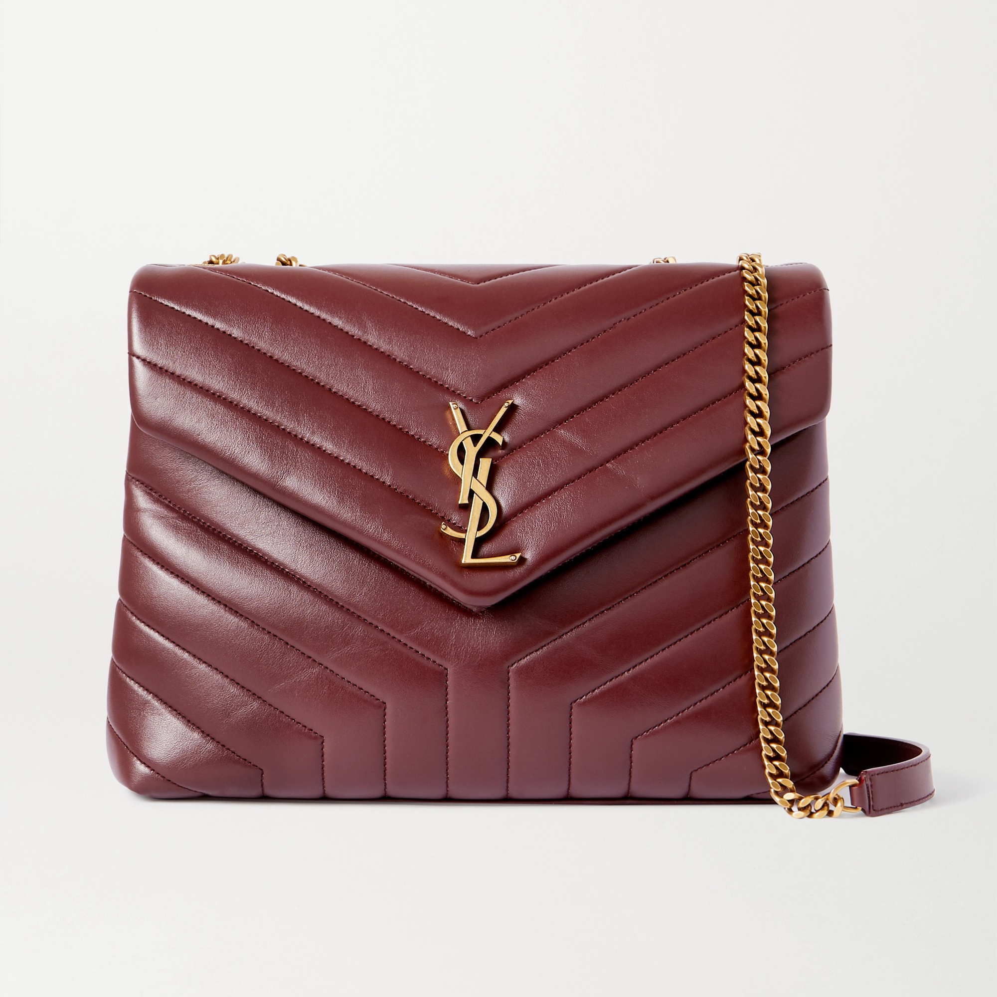 SAINT LAURENT Loulou medium quilted leather shoulder bag burgundy