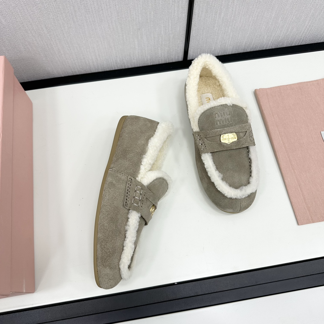 TOP Miu Miu Fur Flat Shoes - 5 Color