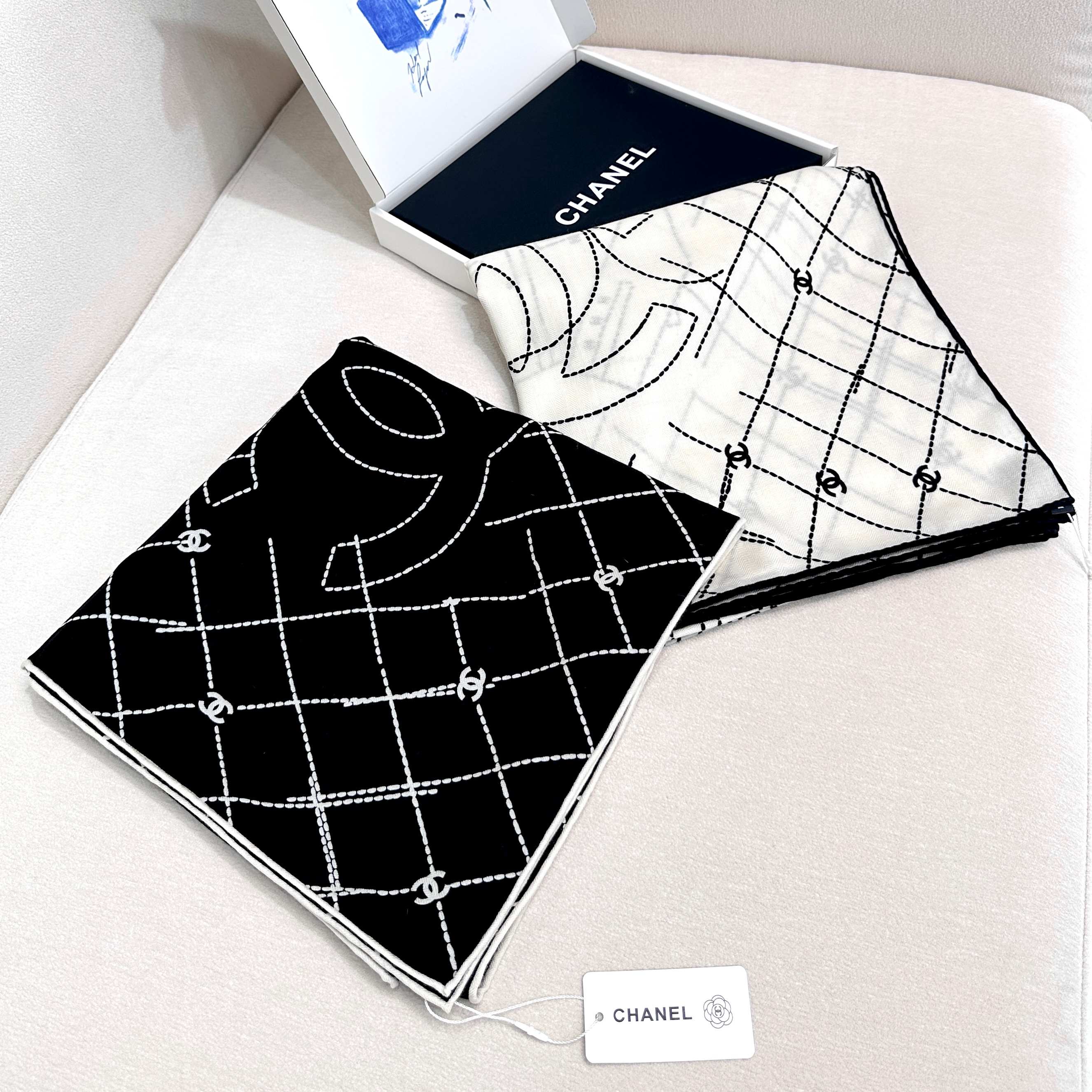 TOP CHANEL Silk Square Scarf 140*140cm - 2 Colors