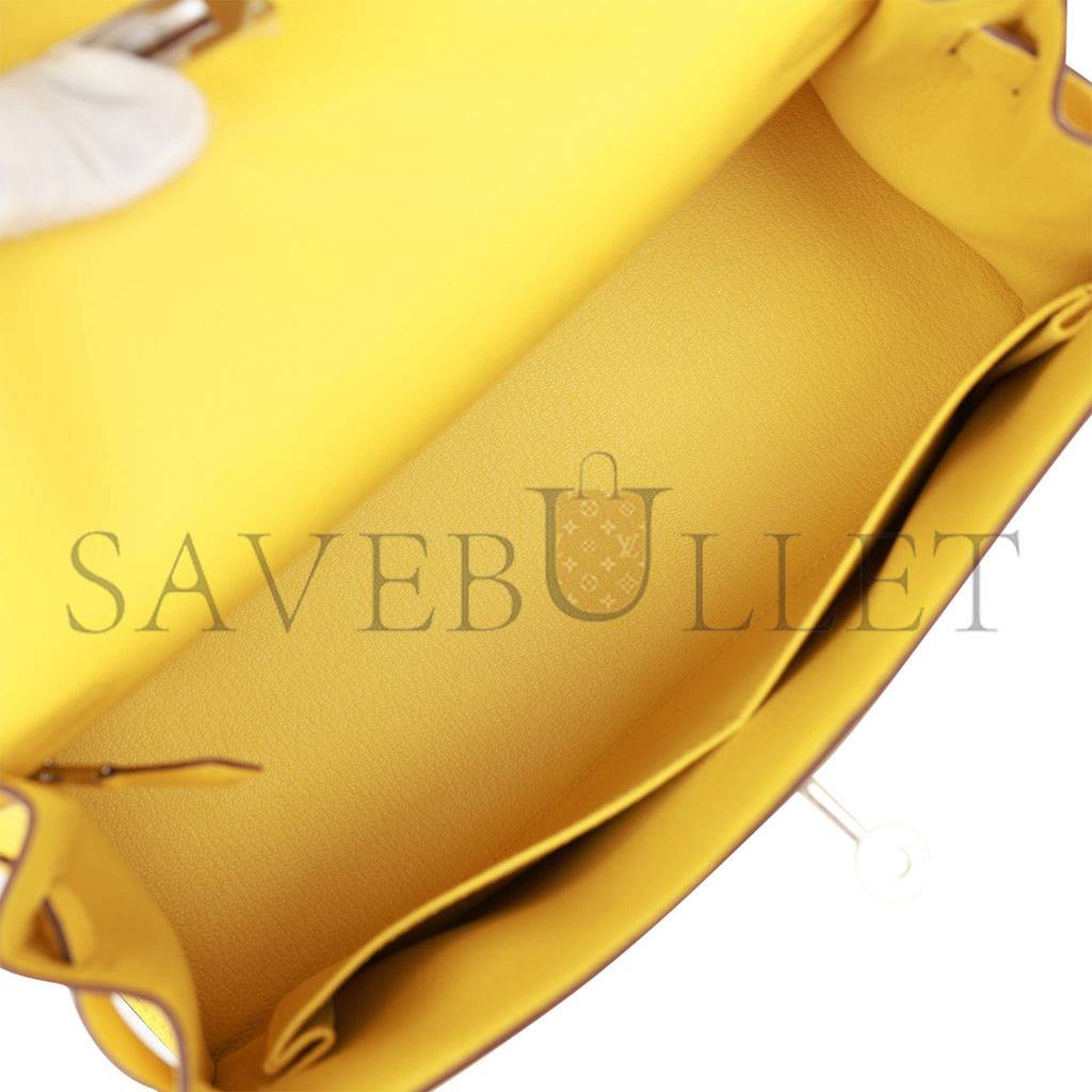 HERMES KELLY 28 JAUNE DE NAPLES EPSOM PALLADIUM HARDWARE (28*22*10cm)