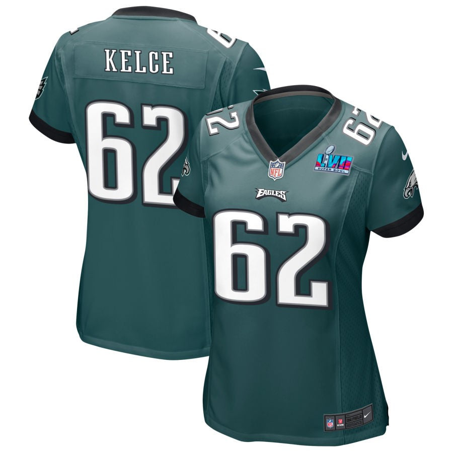 Jason Kelce Philadelphia Eagles  Women's Super Bowl LVII Game Jersey - Midnight Green