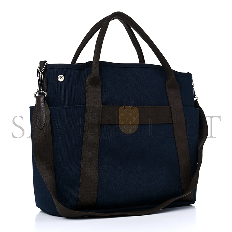 HERMES TOILE SAC DE PANSAGE GROOM BLEU NAVY FEU 958391 (38*32*17cm)