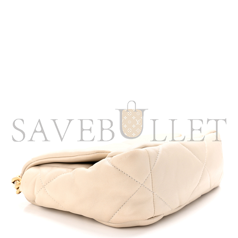 CHANEL GOATSKIN QUILTED MEDIUM CHANEL 19 FLAP BEIGE (26*16*9cm)