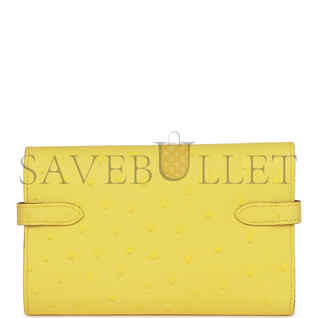 HERMES MASTER KELLY DEPLIANT WALLET OSTRICH PALLADIUM HARDWARE (15*10*3cm)