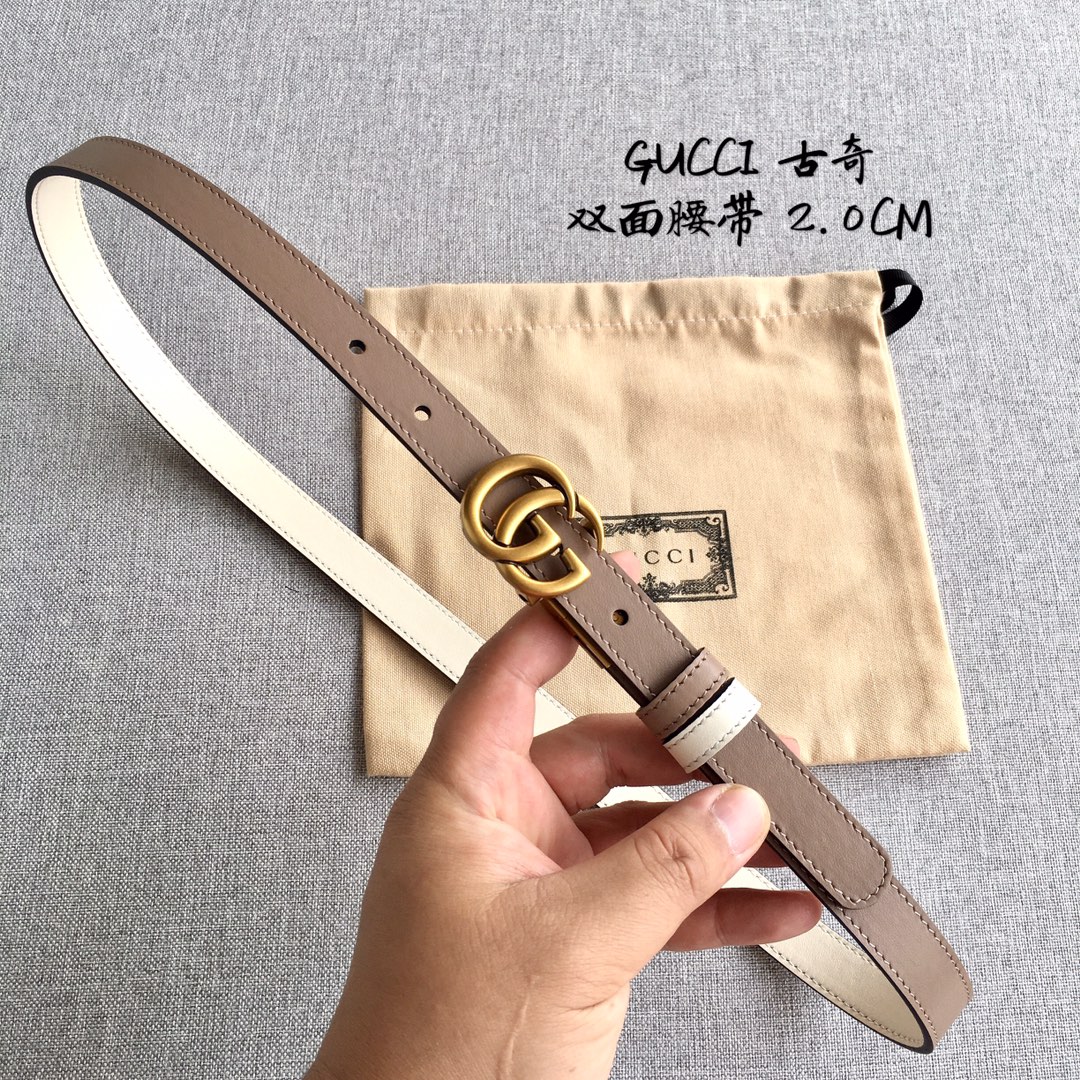 TOP GUCCI Double Sided Waistband - 2cm - GHW