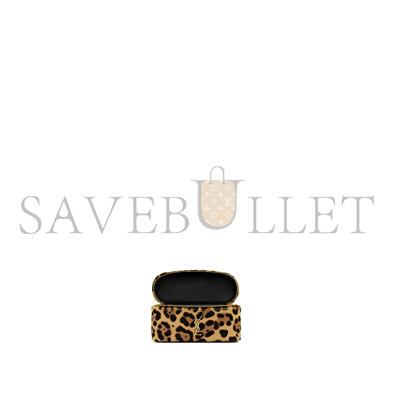 YSL GABY HORSEHAIR-EFFECT LEATHER COSMETIC BAG 798098AAE6T2490 (18*11*6.5cm)