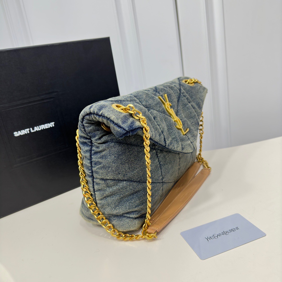 SAINT LAURENT YSL Loulou Puffer Denim Leather Bag(Replica)