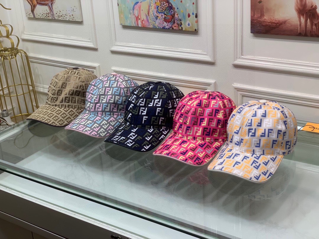 TOP FENDI Original Jacquard Canvas Baseball Cap - 5 Colors
