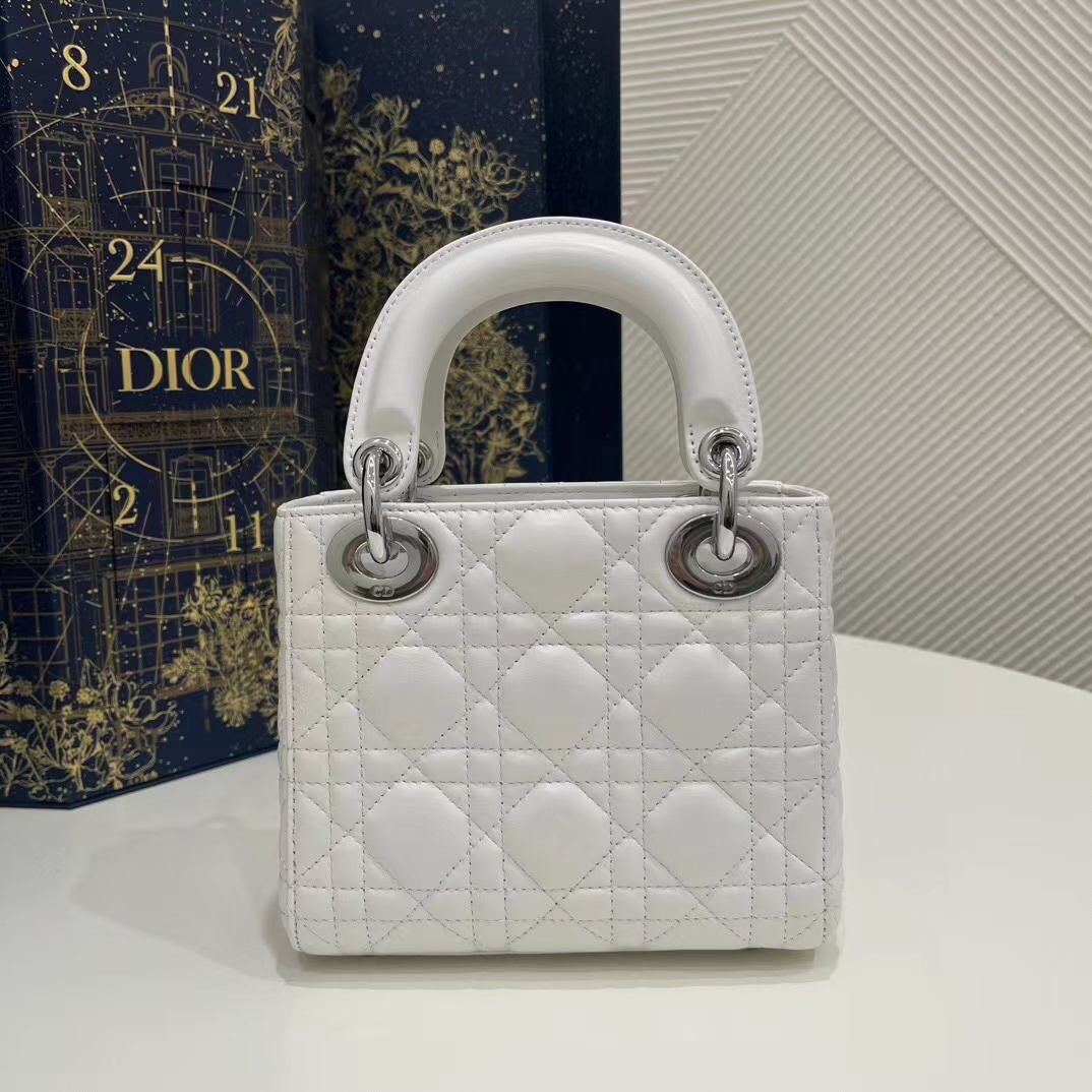TOP Christian Dior Lady Christian Dior Bag Mini - White & SHW