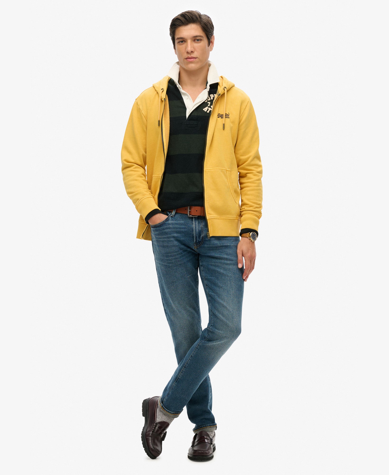 Essential Logo Washed Ziphood | Washed Winter Gold