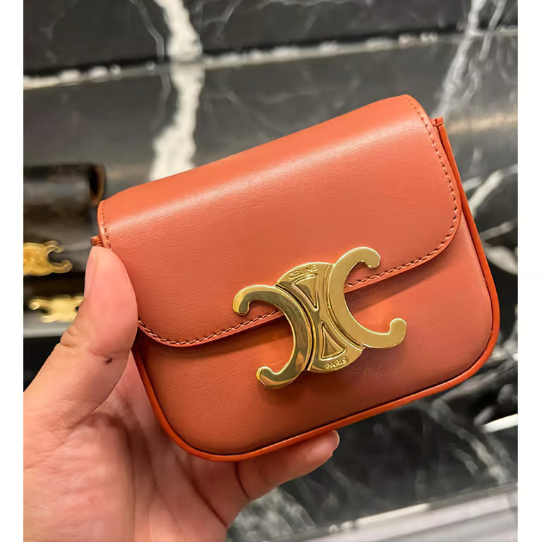 CELINE MINI TRIOMPHE IN SHINY CALFSKIN LYCHEE