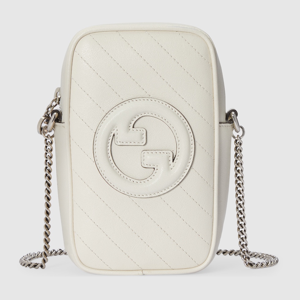 TOP GUCCI G*G Blondie Crossbody Bags 10.5x18x4.5cm - White& Black